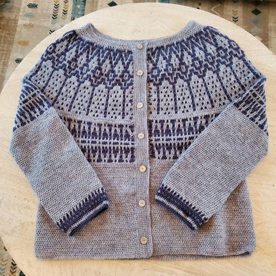 PATTERN Fjell Cardigan Mosaic Crochet Pattern Round Yoke Colourwork ...