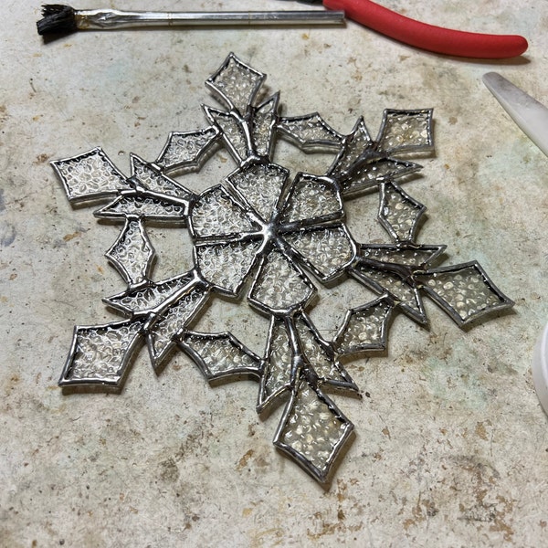 Stained Glass Snowflake Pattern, Glass Holiday Decor, Hobby Pattern ...