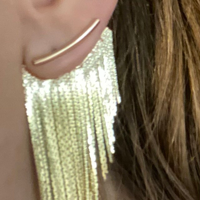 Gold Fringe Tassel Earrings - Extra Long – Szafir Jewelry