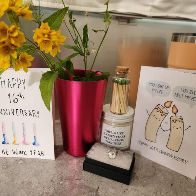 16th Wedding Anniversary Card Gift Husband 16th Anniversary Wax