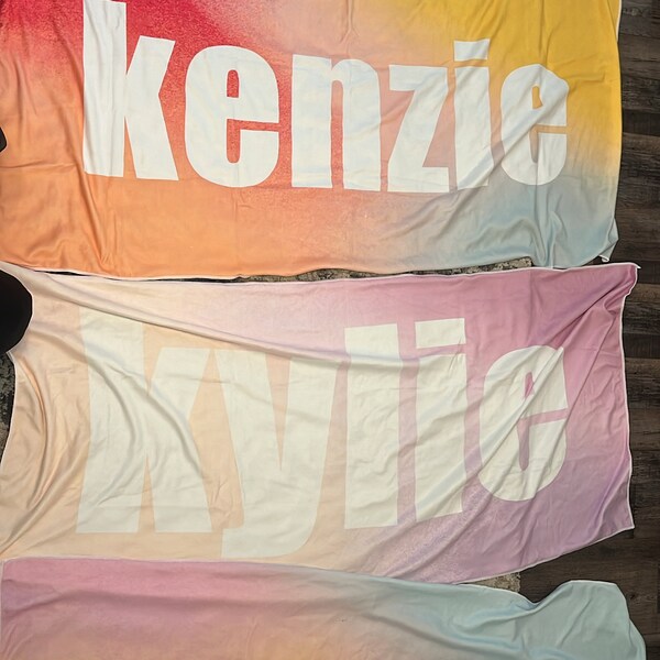 Personalized Ombre Beach Towel With Name, Custom Beach Towel for Kids ...