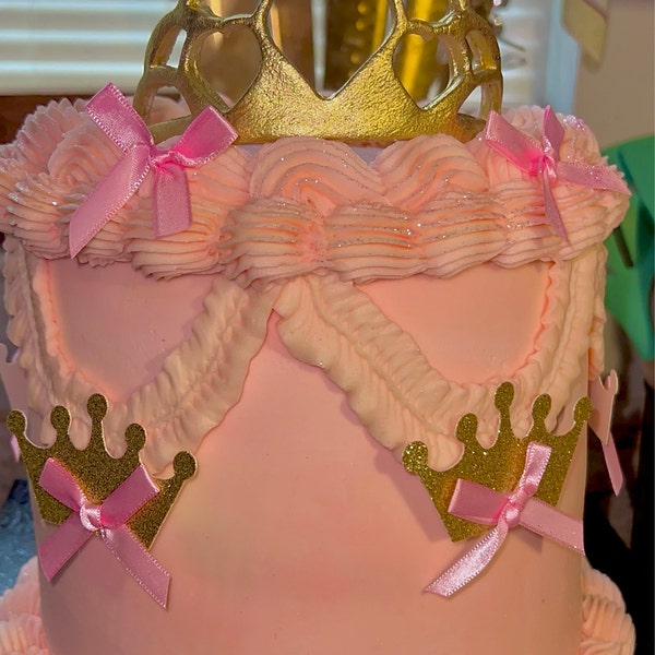 Crown Cupcake Toppers, Princess Party Decorations, Pink and Gold ...