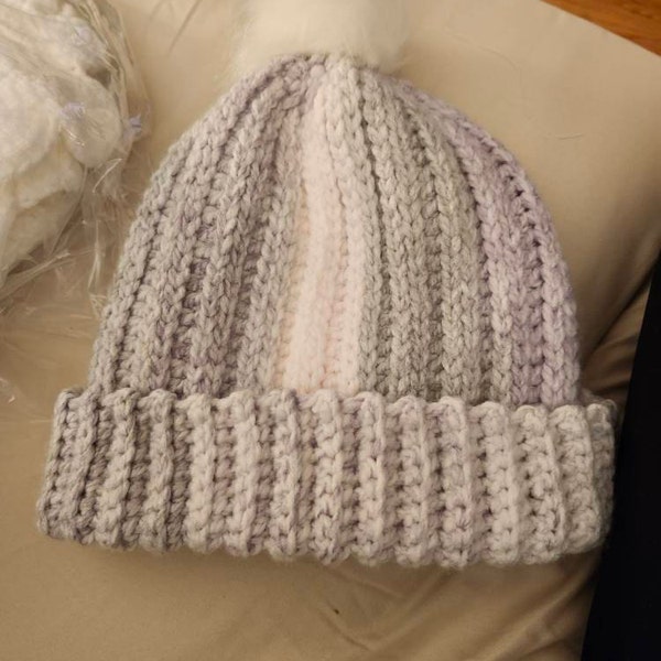 CROCHET PATTERN & VIDEO/ Chunky Ribbed Hat, Side Across Construction ...