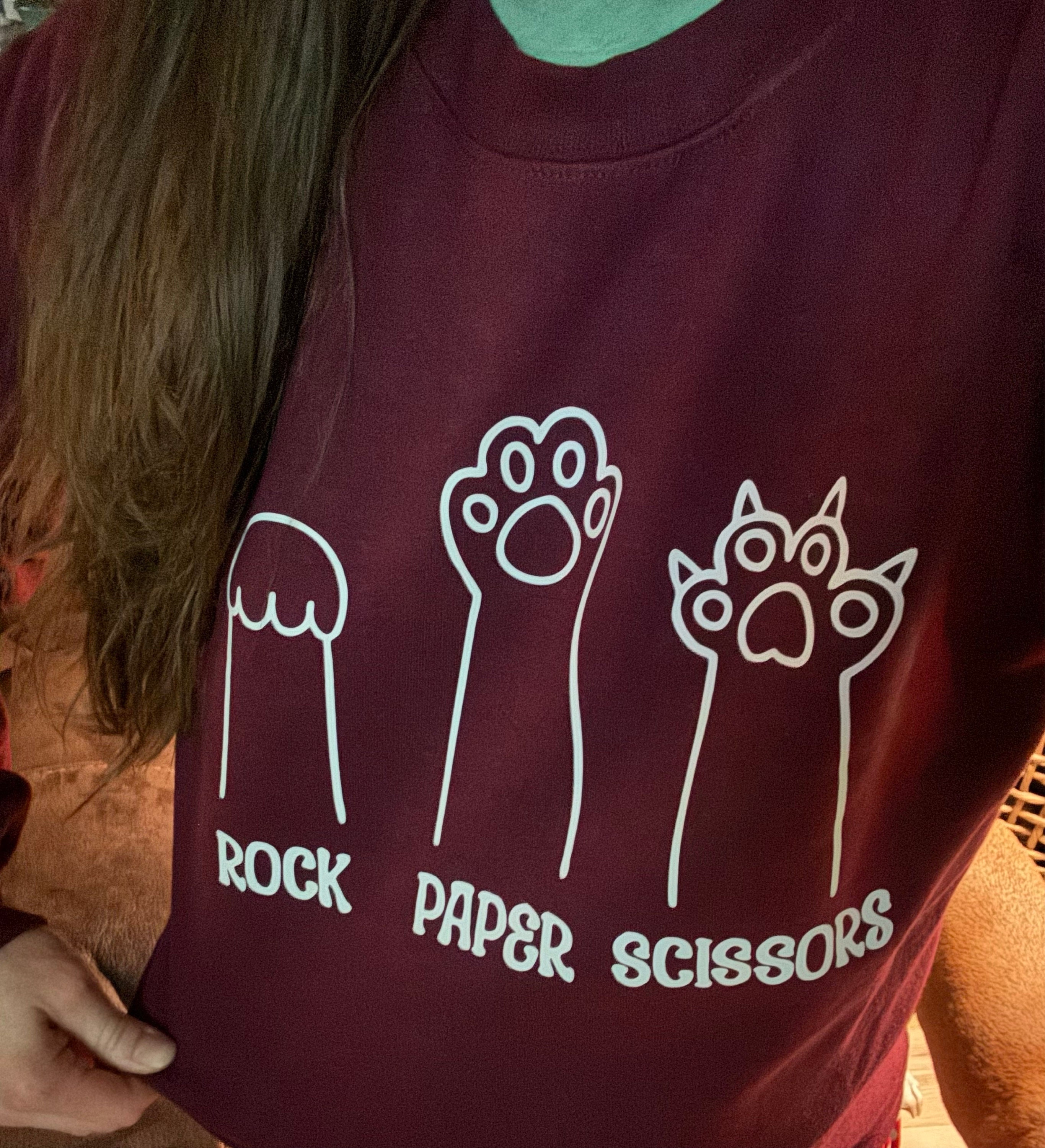 Rock Paper Scissors Sweatshirt, Funny Cat Paw Shirt, Unisex Crewneck Shirt for Cat Lover, Cat Owner Shirt, Cat Paws Shirts, Gift for Cat Mom