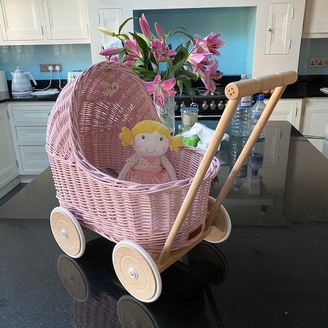 Pram Basket Baby Basket Blue Baby Boy Pram Wicker Basket Hamper