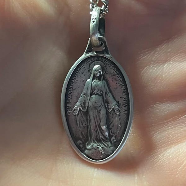 Miraculous 1830 Medal Religious Pendant Sterling Silver Jewelry Antique ...