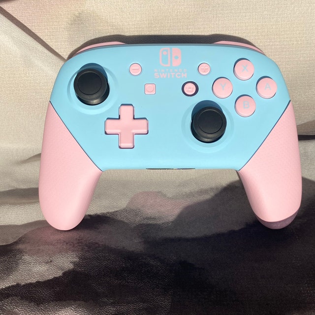 Custom Baby Pastel Blue and Pink Nintendo Switch Pro Controller 