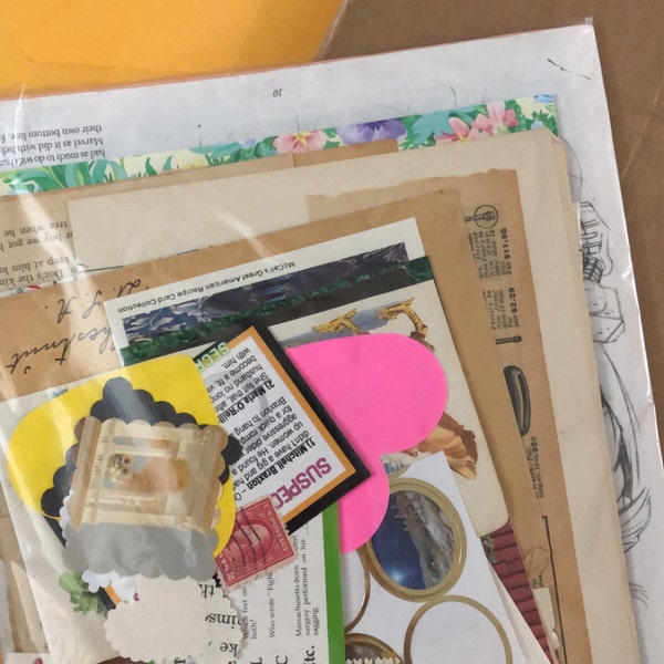 50 Pieces of Vintage Paper Ephemera Pack, Postcards, Envelopes Stamps ...