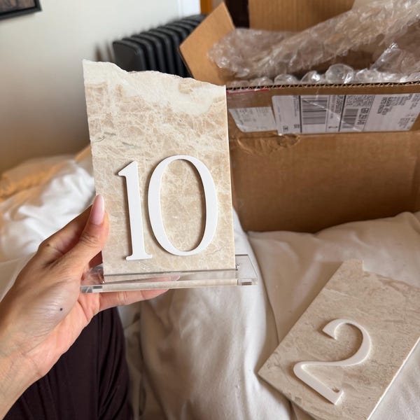 3D Marble Stone Table Numbers | Wedding Unique Signage | Custom Layered ...
