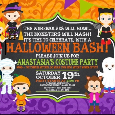 Girls Halloween Party Invitation Kids Halloween Party - Etsy