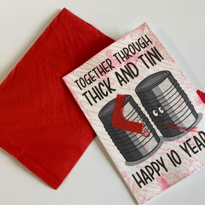 Tenth Anniversary Card Tin Anniversary Funny Card Can Pun Card Card for ...