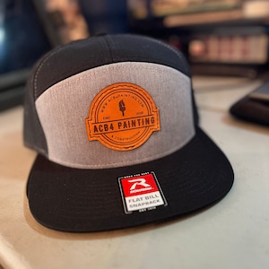 FLAT BILL Custom Leather Patch Hats, Laser Engraved Logo on Leather ...