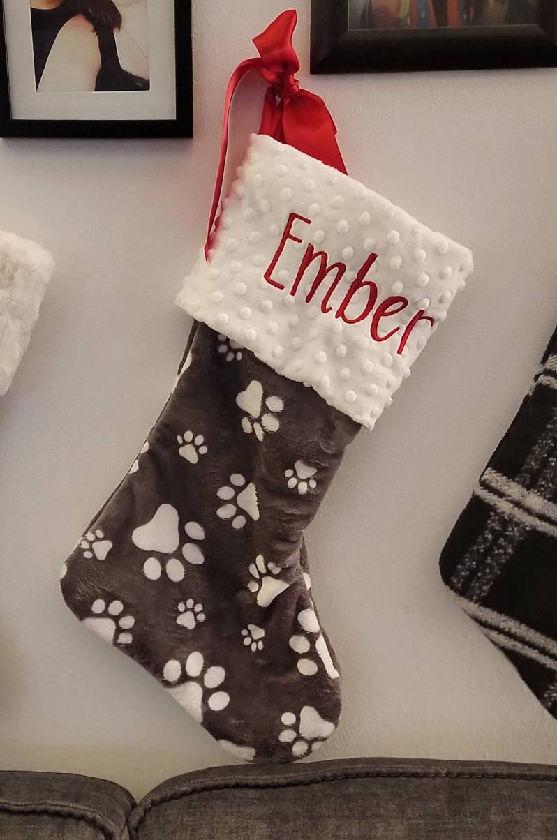 Paw Print Dog Stocking, Dog Christmas Stocking, Paw Print Christmas Stocking, Personalized Pet Christmas Stocking, Dog Christmas Stocking