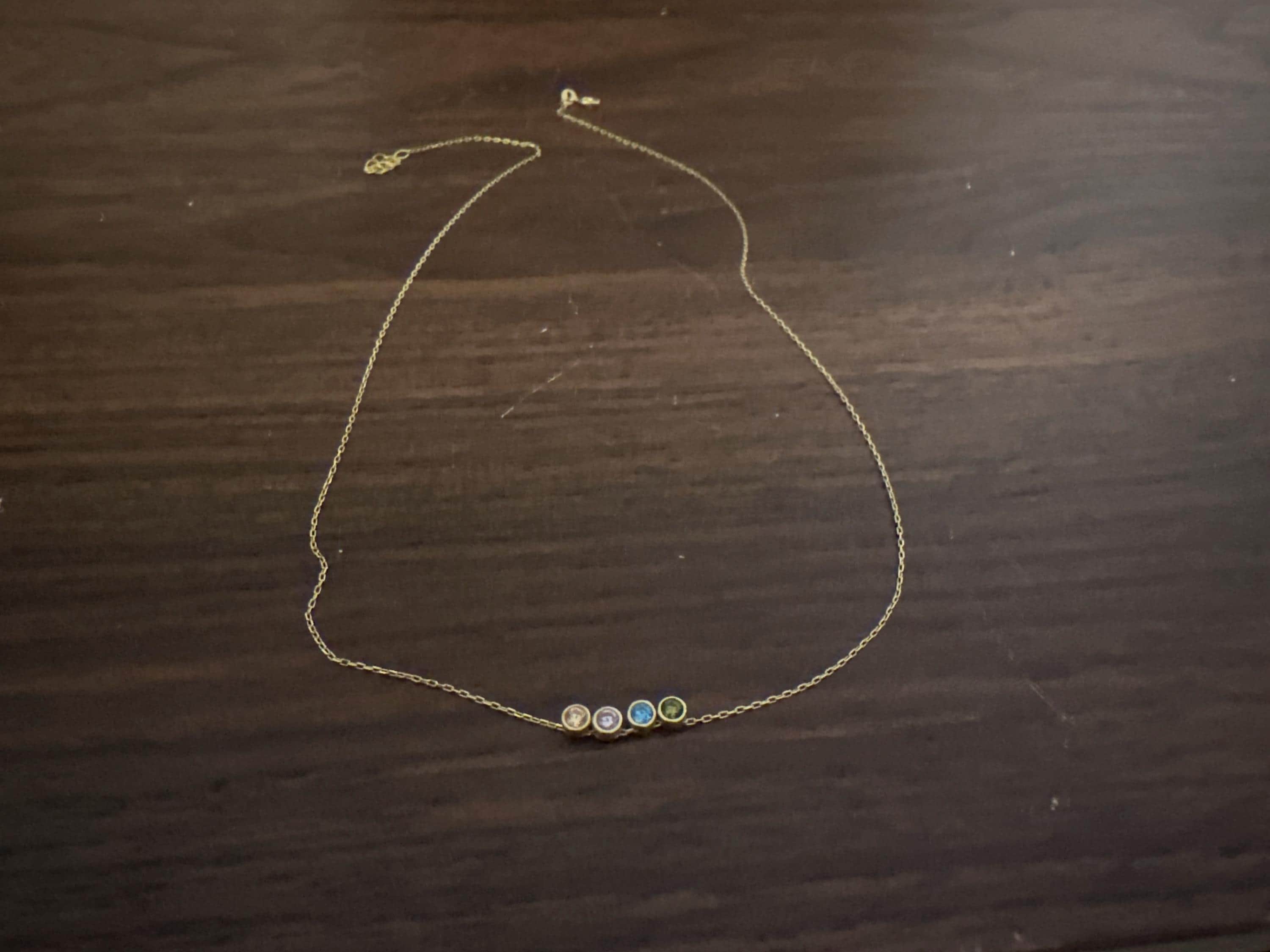 14K Solid Gold Family Birthstone Necklace, Birthstone Gift, Christmas Gift, Bridesmaid Gift, Gift for Mom, Birthday Gift, Birthstone Jewelry