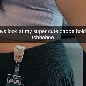 Kawaii Iced Coffee Badge Reel, ID Badge, Badge Holder, Nurse Badge