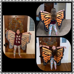Toddler Monarch Butterfly Costume - Halloween Wings & Outfit, Size 2-4T, Orange, Pull-On Style