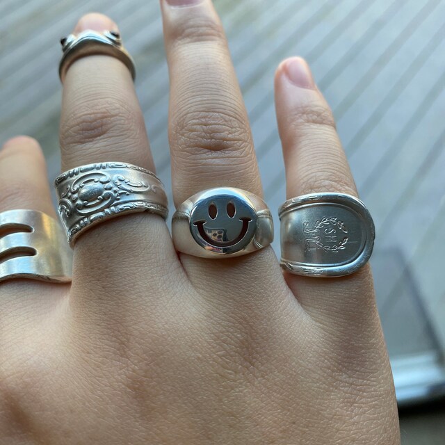 Sterling Silver Have A Nice Day Smiley Face Ring - Etsy