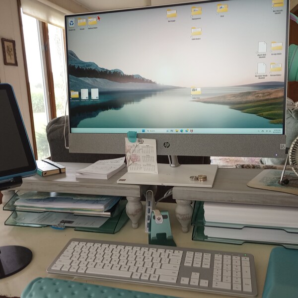 Farmhouse Computer Monitor Rustic Wood Stand - Etsy