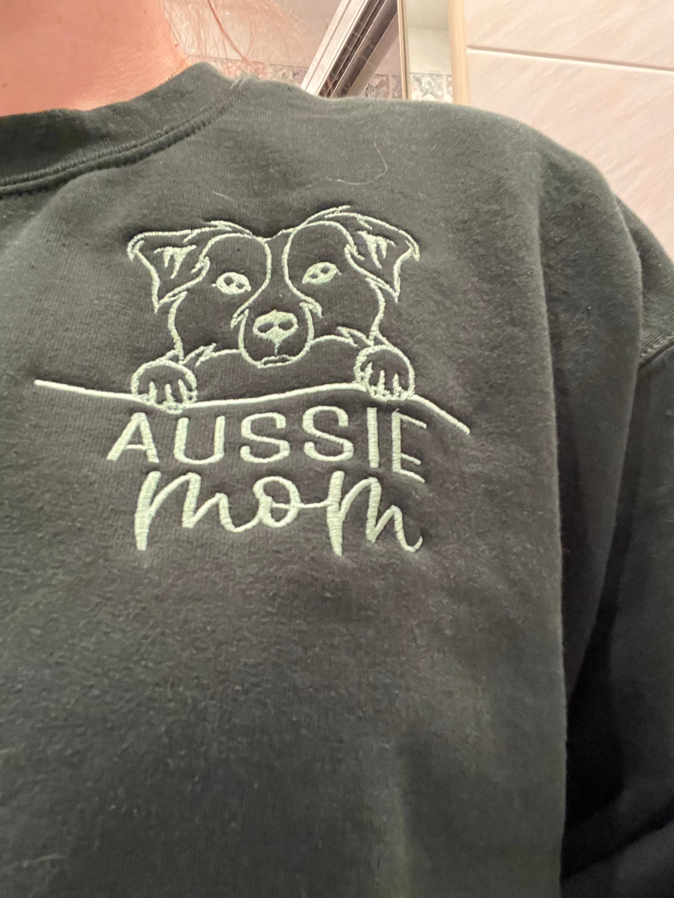 Personalized Pet Embroidered Crewneck with Name On Sleeve, Embroidered Apparel Sweatshirt,Dog Sweatshirt, Custom Dog Crewneck