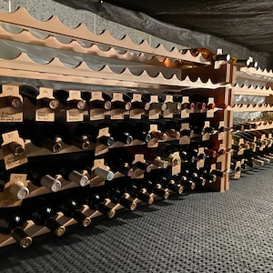 Modular Wine Rack Beech Wood 48-144 Bottle Capacity Storage 12 Bottles Across up to 12 Rows Stackable Newest Improved Model
