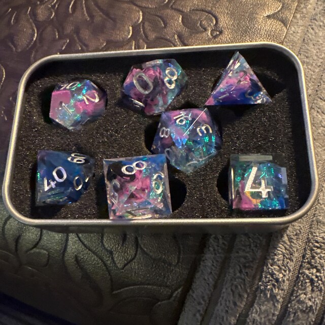 Cosmic Starlight DND Dice , Galaxy Space Sharp Edge Dice Set