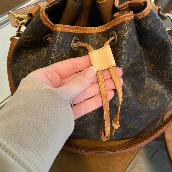 Vachetta Coulisse Di Ricambio Per Borsa Noe Secchiello - Pelle Naturale Con Cordino Scorrevole, Marrone Beige Giallo L2