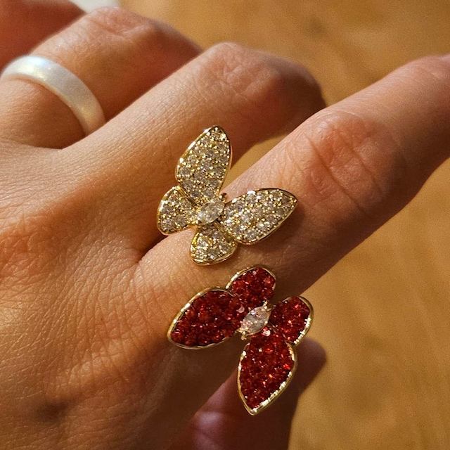 Anello Farfalla Vintage In Argento Con Zirconi - Regolabile, Mezzo Aperto, Gioiello Statement Per Donna E Ragazza - 4