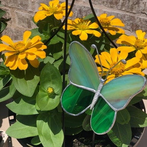 Stained Glass Butterfly Garden Stake Made in Your Color | Etsy