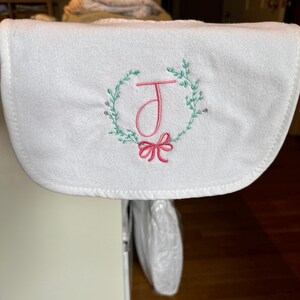 Pink Green Bow Wreath Monogram Frame Machine Embroidery File