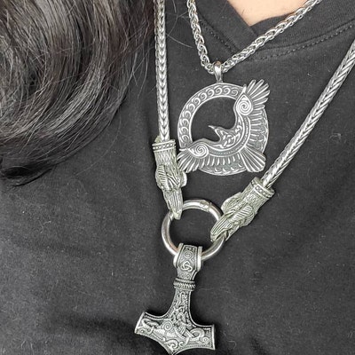 Viking Raven Circle Stainless Steel Pendant Necklace - Etsy