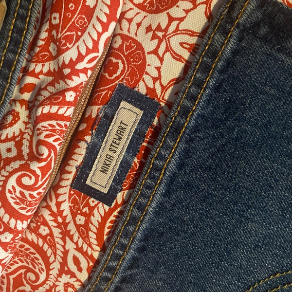 Fabric Sew-on Name Label , Organic Natural Cotton Label, Personalized ...
