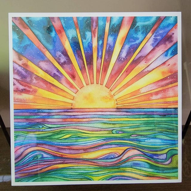 日本未入荷-4サイズ♪ウォールアートWatercolor Ocean at Sunset il_340x270.4907577704_p9hs.jpg