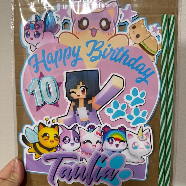 Aphmau Cake Topper, Aphmau Cake, Girly Aphmau Party, Aphmau Party