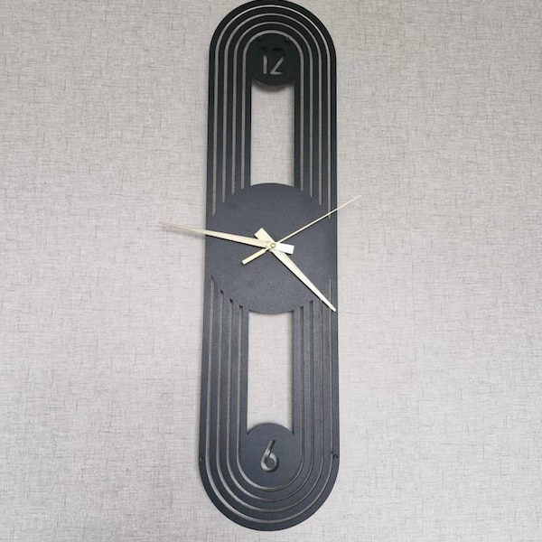 Modern Long Vertical Metal Wall Clock, Minimalist Geometric Wall Clock ...