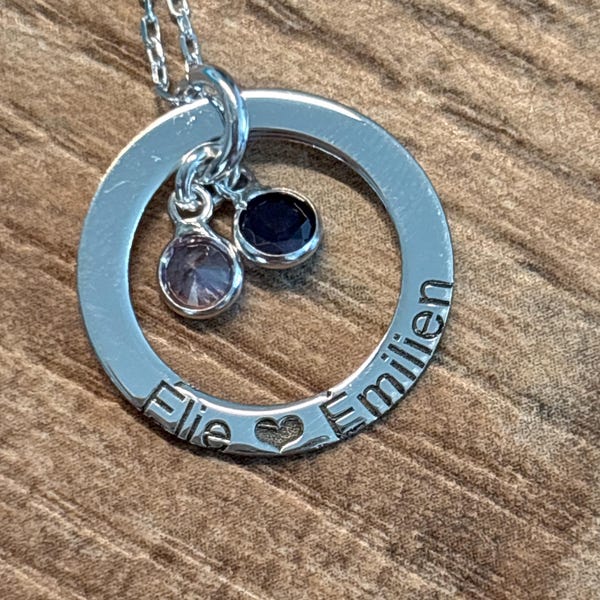 Personalized Name Necklace with Birthstone #L090409