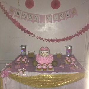Instant Download Pink Princess Baby Shower Banner, Girl Glitter Bunting Banner, Printable Pink ...