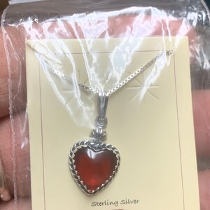 Carnelian Heart Pendant/sterling Silver/ Heart Necklace/ Red - Etsy