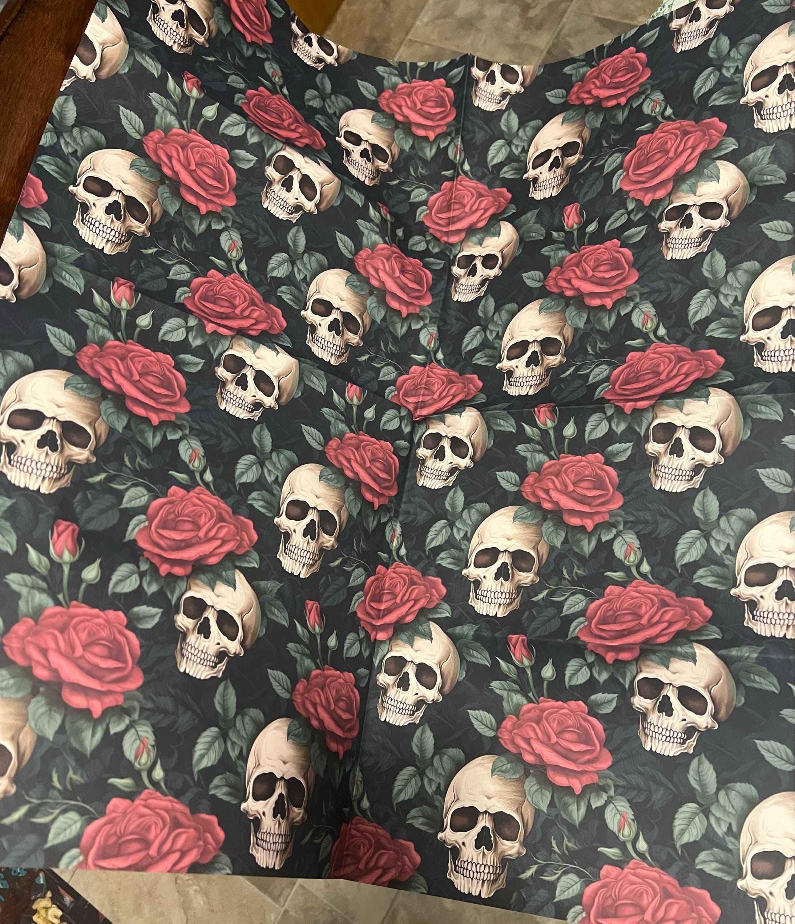 Vintage Skulls and Roses Wrapping Paper - Rich Colors - Ideal Gift