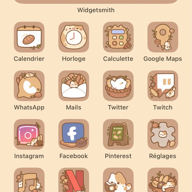 Cute Cat Bakery Neutral Icon Set Ios & Android App Icons 