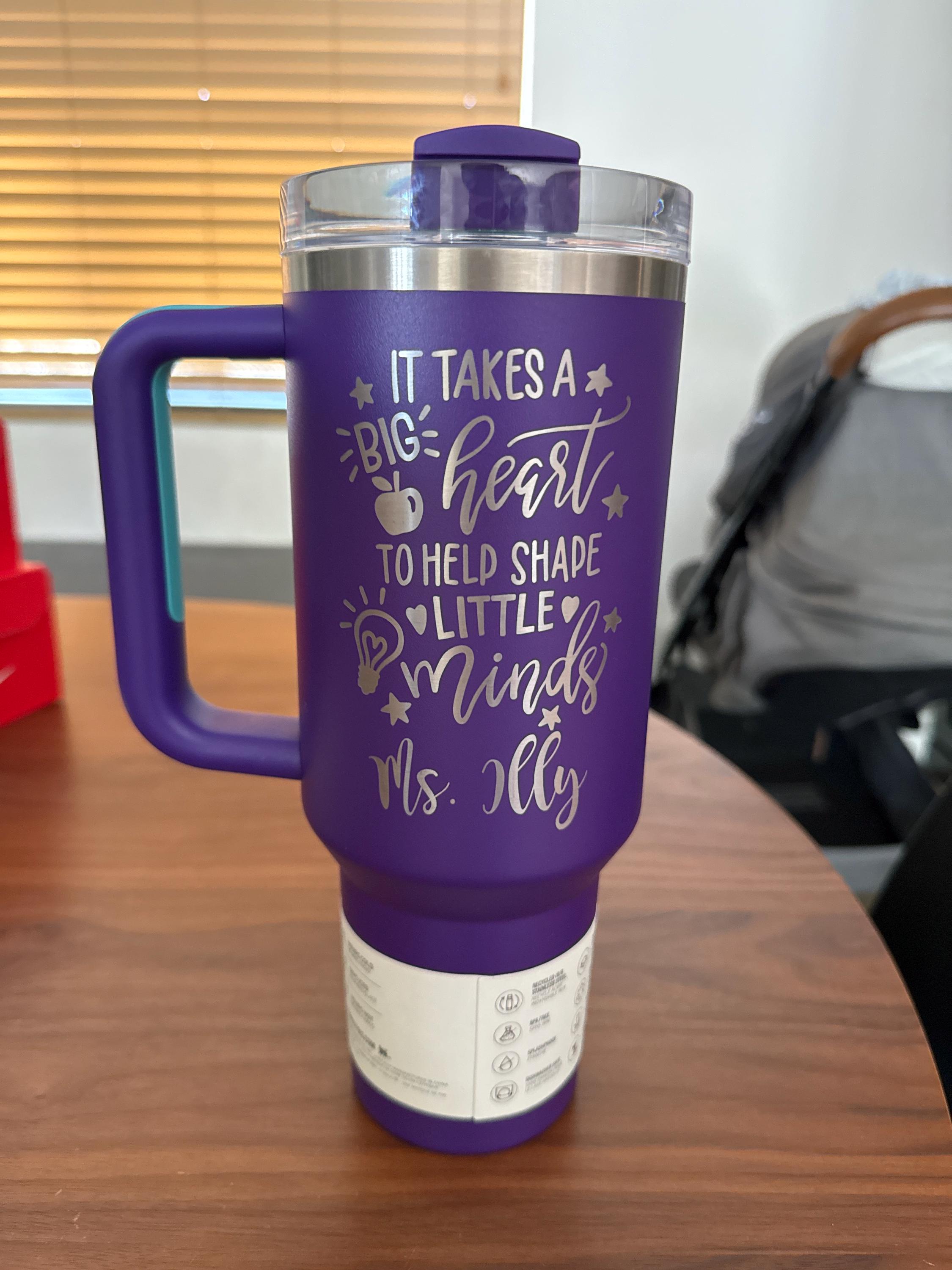 Teacher 40oz Insulated Tumbler with Handle - Personalized Gift for Educators - Eco-Friendly Cup