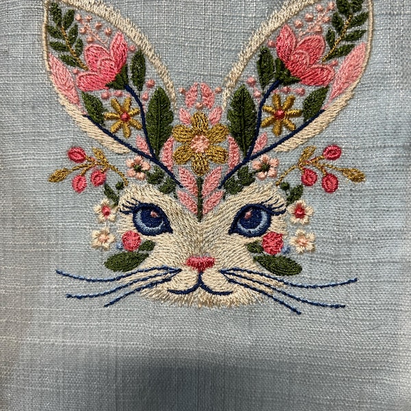Floral Bunny Machine Embroidery Design, Rabbit Embroidery Design ...