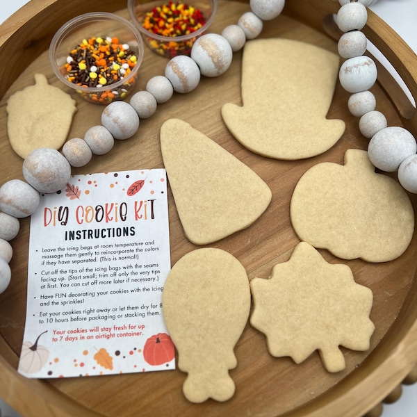 Fall DIY Cookie Kit Instructions Card: Thanksgiving Cookie Decorating ...
