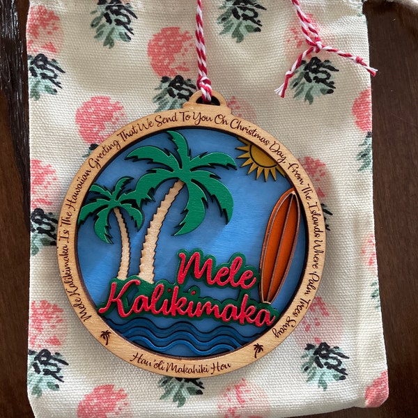 Mele Kalikimaka Hawaiian Hand Painted Christmas Ornament Made in Hawaii ...