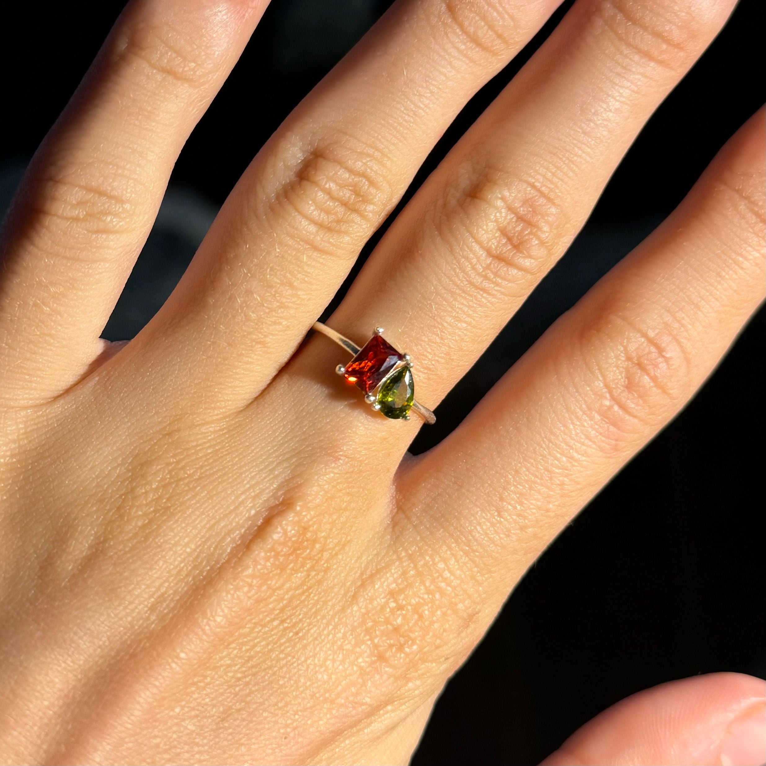 Emerald & Pear Cut Birthstone Ring by Caitlyn Minimalist • Custom Toi et Moi Gemstone Ring • Vintage Jewelry • Perfect Couples Gift • RM124