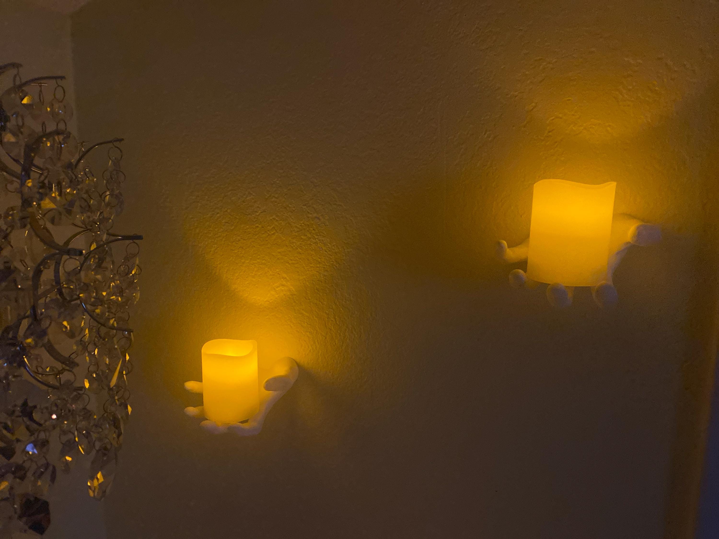 Creepy Hands Wall Candles | Spooky LED Candles for Halloween Wall Decor | Candle Included | Wall Lights | Wall Lamps