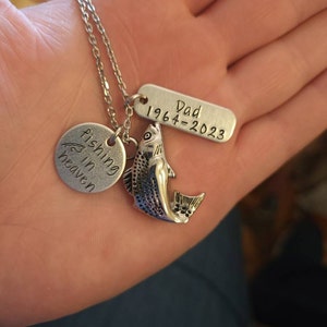 Personalized Urn Necklace Fishing in Heaven, Cremation Jewelry