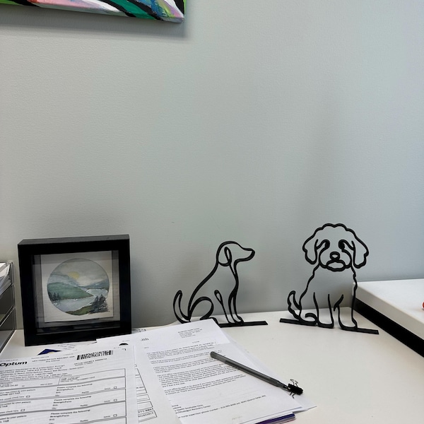 Customer photo of Mini Goldendoodle Line Art Sculpture in their home