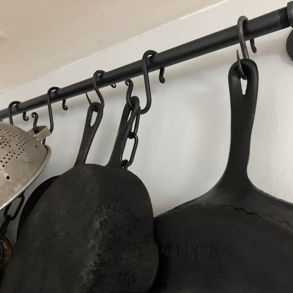 Forged Pot Rack Short S-hooks Wrought Iron Hand Forged Pot Rack Hooks Utensil Hooks Cup ...