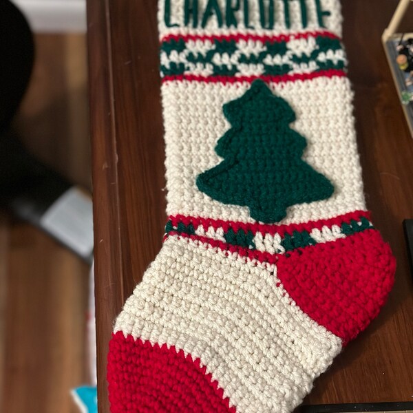 Vintage Crochet Pattern Christmas Tree Sampler Stocking PDF Instant ...