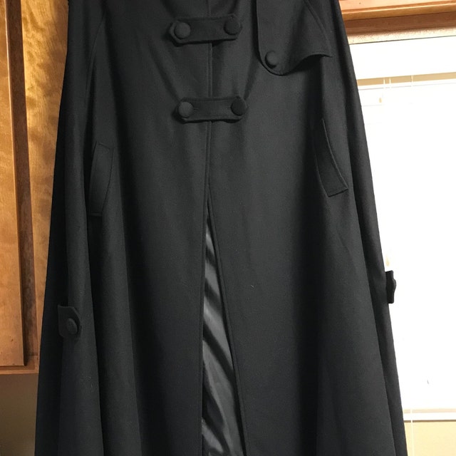 Dark Gray Wool Cape Coat for Women, Plus Size Wool Cape Coat